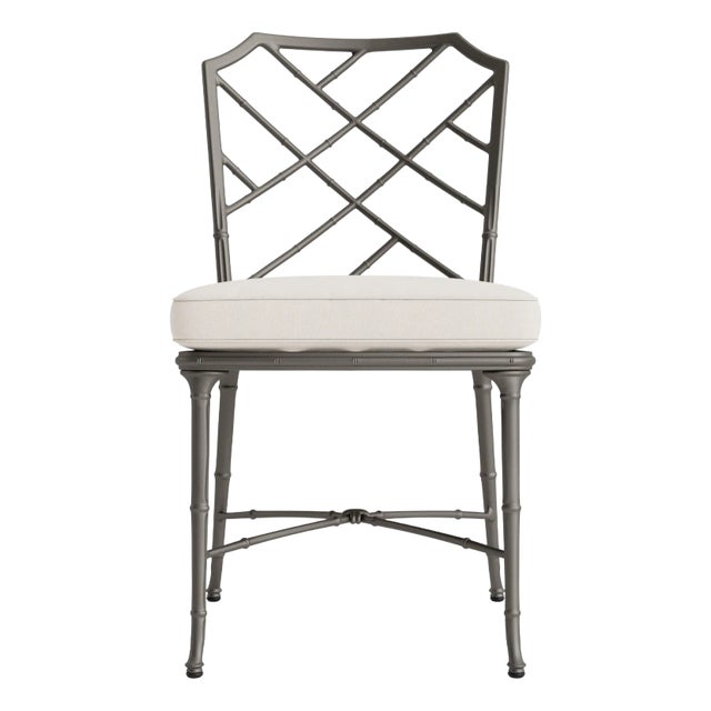 Brown Jordan Calcutta Side Chair, Mica frame with Fusion Natural fabric For Sale