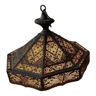 1930s Brass Slag Glass Moroccan Swag Ceiling Light For Sale