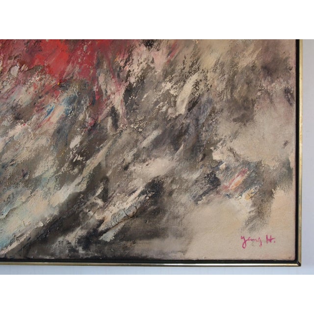 Mid 20th Century Original Vintage Abstract Expressionist Impasto Textured Painting, Oil on Canvas, Framed For Sale In Philadelphia - Image 6 of 10