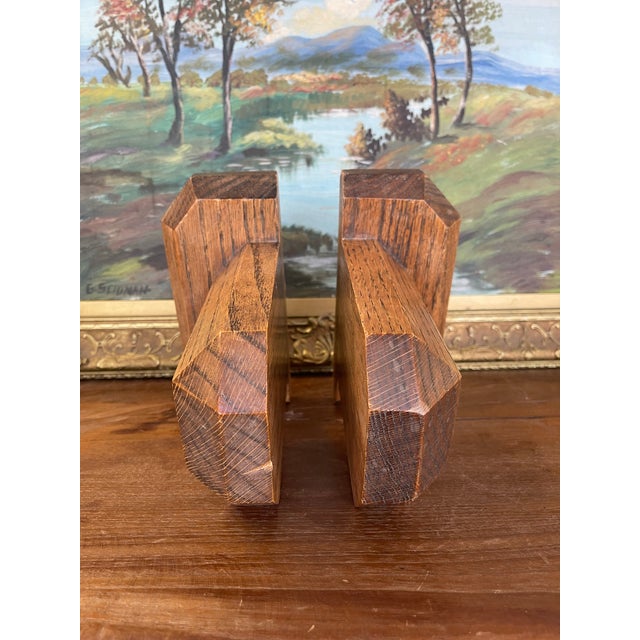 Vintage Handcrafted Bookends With Faceted Beveled Design, Possibly 1980s American Studio Craft For Sale In Seattle - Image 6 of 11