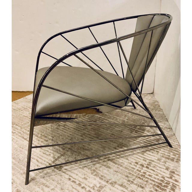 Caracole Caracole Modern Taupe Leather Live Wire Accent Chair For Sale - Image 4 of 6