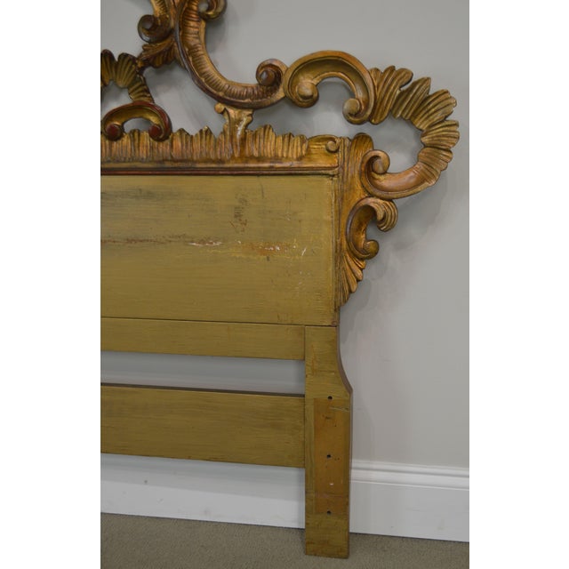 Rococo Style 1950's Vintage Italian Carved Giltwood King Size Headboard