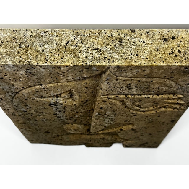 Pablo Picasso Modernist British Outdoor Sculpture Limestone Face Relief, Circa 1970s — A Cubist Homage to Picasso and the Hepworth–Milne Lineage For Sale - Image 4 of 11