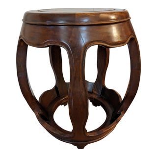 Late 20th Century Solid Wood Asian Drum Stool For Sale