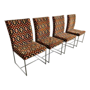 Set of 4 Mid-Century Modern Milo Baughman for Thayer Coggin Chrome Dining Chairs