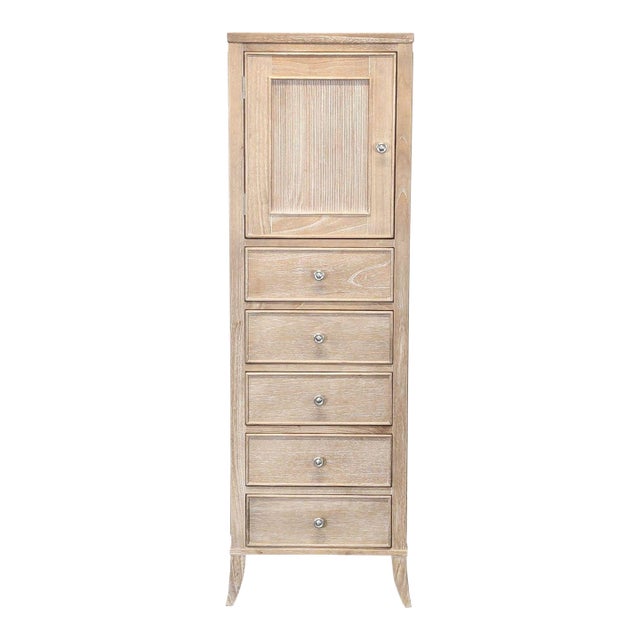 Arhaus Tall Wooden Dresser With Jewelry Cabinet For Sale