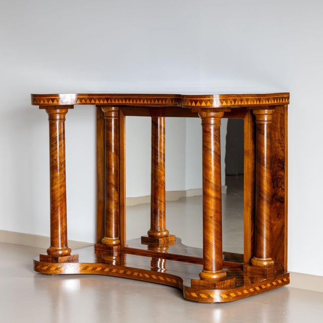 Mid 19th Century Mid-19th Century Single Parquetry Console Table with Mirror For Sale - Image 5 of 7