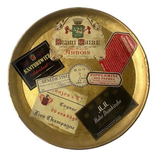 Cocktail Serving Tray, Champagne Spirits Labels, Mid 20th Century, Japan For Sale
