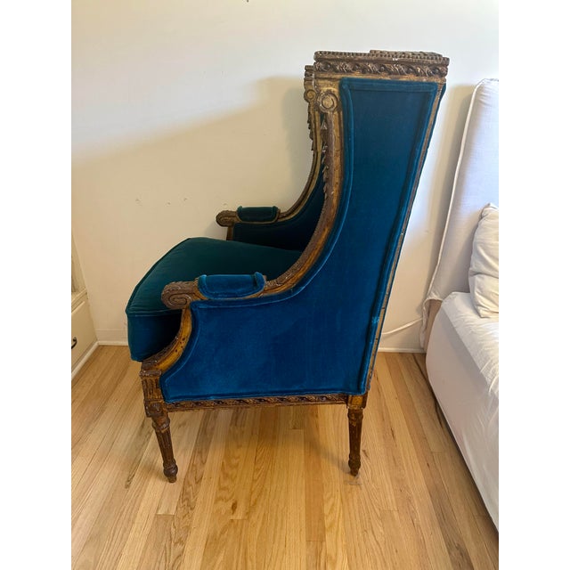 17th Century Teal Velvet Louis XVI Chair For Sale - Image 5 of 5