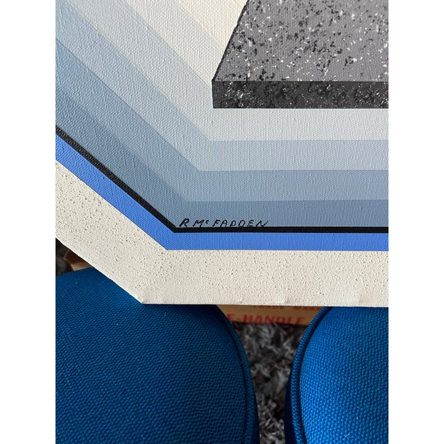 Postmodern Op Art Geometric Acrylic on Canvas Forced Perspective R. McFadden For Sale - Image 4 of 12