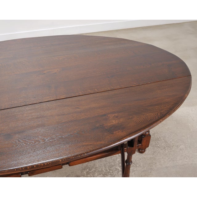 English Georgian Style Oak Drop-Leaf Wake Dining Table 7.5 Ft For Sale - Image 11 of 18