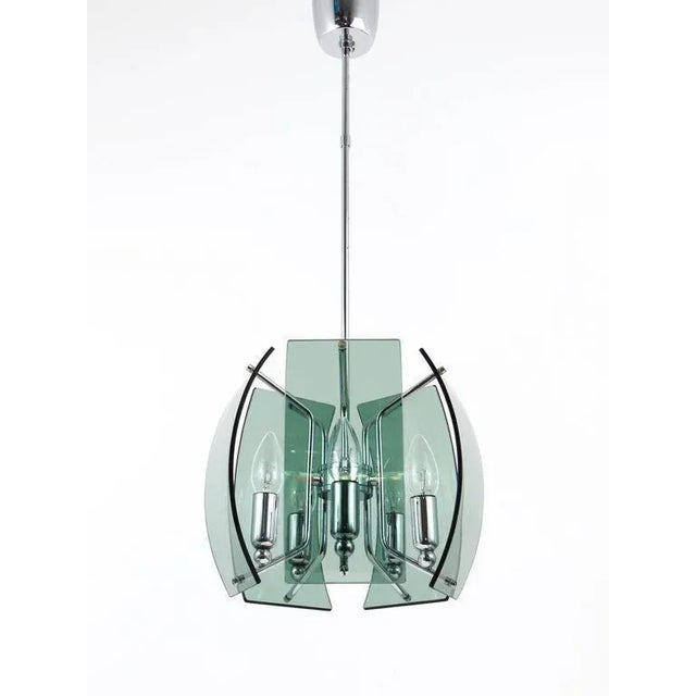 Mid-Century Glass Pendant in the style Fontana Arte, Italy, 1960s For Sale - Image 3 of 11