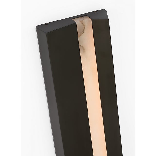 Anne-Marie Barton for Visual Comfort Signature Austera 32" Sconce in Matte Carbon with Alabaster For Sale In Houston - Image 6 of 11