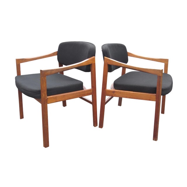 Mid-Century Modern Vintage Mid Century Eck-Adams Walnut Armchairs - a Pair For Sale - Image 3 of 12
