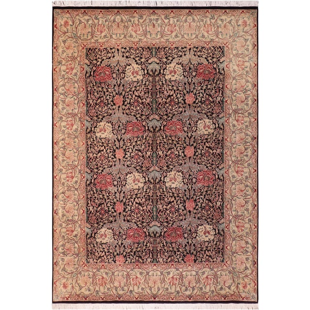 Art Nouveau William Morris Pak-Persian Black/Beige Wool Rug - 8'1'' X 10'5'' For Sale - Image 9 of 9