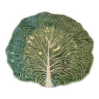 Oversized Bordallo Pinheiro Portuguese Majolica Cabbage Serving Bowl / Centerpiece Dish For Sale