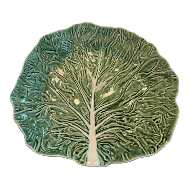 Oversized Bordallo Pinheiro Portuguese Majolica Cabbage Serving Bowl / Centerpiece Dish For Sale