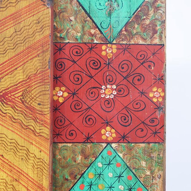 Rustic Farmhouse Folk Art Painted Bridal Cabinet For Sale - Image 15 of 17