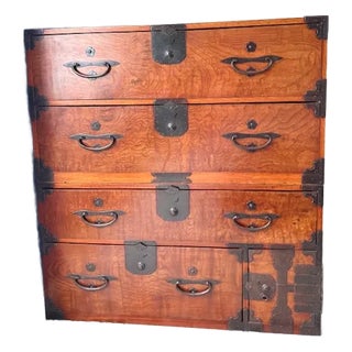 Antique Japanese Two Section Fukushima Tansu Chest For Sale