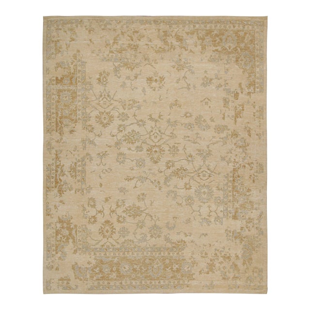 2010s Rug & Kilim’s Oushak Style Rug in Cream With Gold and Blue Floral Patterns For Sale - Image 9 of 9