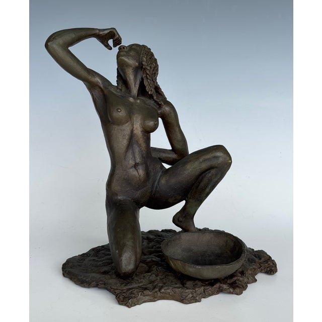 Signed Issa K. Diop 1977 Nude African Woman Bronze Sculpture For Sale - Image 14 of 18