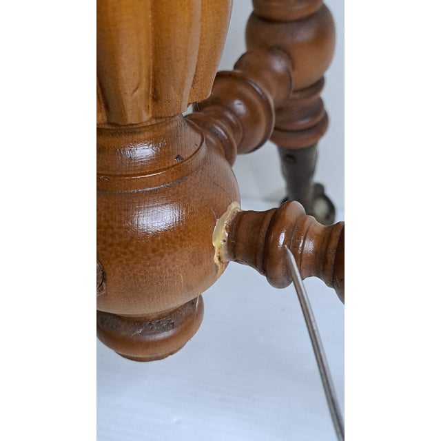 Antique H. Holtzman & Sons Victorian Adjustable Swivel Piano Stool With Glass Ball Claw Feet For Sale - Image 17 of 17