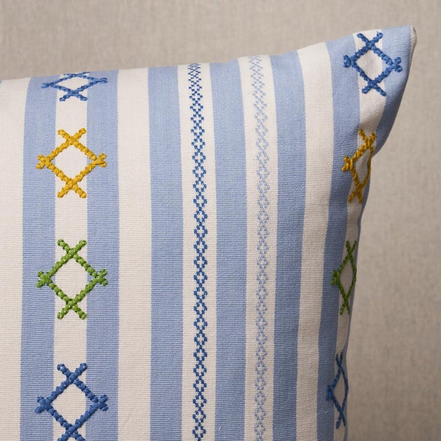 This pillow features Rhodes Stripe with a knife edge finish. Inspired by Ukrainian needlework, Rhodes Stripe is a woven...