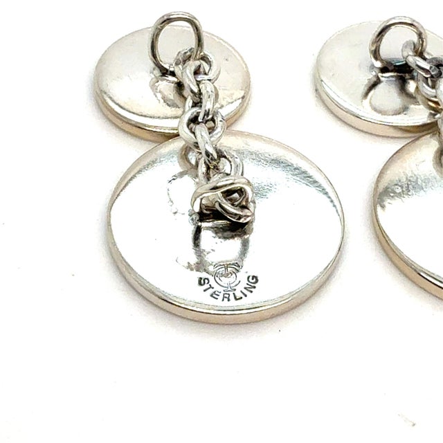 1990s Pair of Tiffany & Co Cufflinks Sterling Silver Estate For Sale - Image 4 of 6