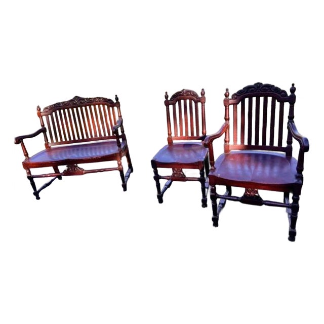 Exquisite, Three-Piece Antique Mahogany Set by Michigan Chair For Sale