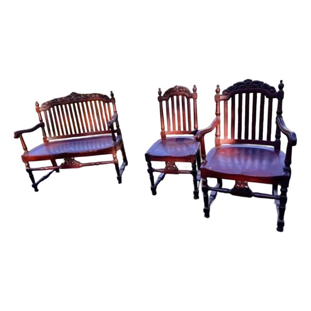 Exquisite, Two-Piece Antique Mahogany Set Stamped by Michigan Chair For Sale