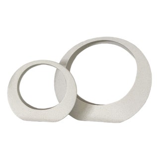 Set of 2 Schwartz Modern White Circle Decorative Accessories / Accents / Sculptures For Sale