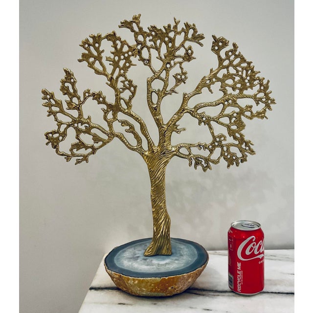 Original retail $1245, stylish John Richard Modern Gold Tree Agate Sculpture, showroom floor sample