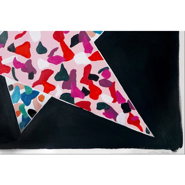 2022, Abstract Geometric Painting of " Camouflage Overlap Triangles', Acrylic Painting on Watercolor Paper by Natalia Roman For Sale - Image 4 of 9