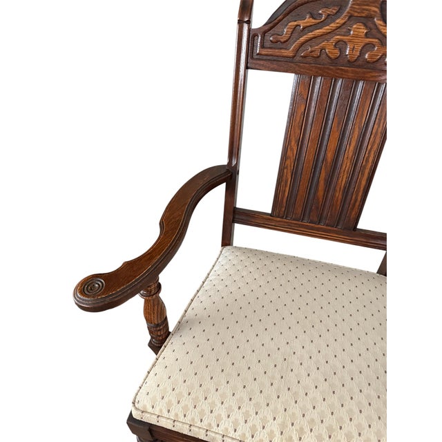 Vintage 1930s Bernhardt Jacobean Dining Table & 6 Chairs, Original, Professionally Reupholstered - Set of 7 For Sale - Image 12 of 18