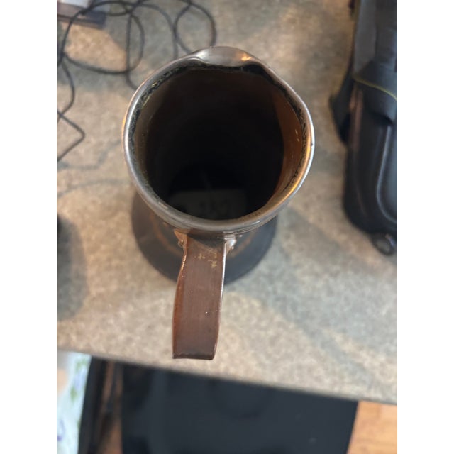 Brown Rare Antique 1896 Royal Doulton Siliconware Stoneware Jug Copper Accents Sterling Silver Rim For Sale - Image 8 of 14