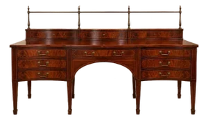 1950s Superb Quality Federal Style Large Mahogany Baker Server 78 Long Brass Gallery.
