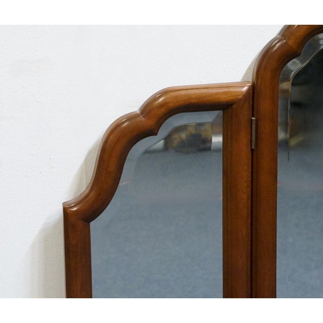 1990s Stickley Furniture Solid Cherry Early American Traditional Style 53" Tri View Mirror 3569 For Sale - Image 5 of 8