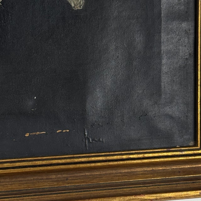 Antique Mid-Late 19th Century Oil on Canvas Painting of Young Woman in High Neck Dress For Sale In New York - Image 6 of 11
