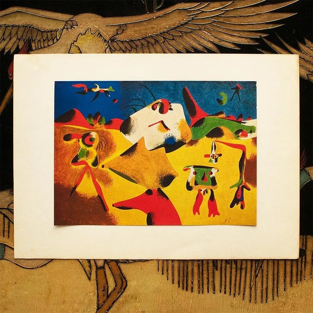 Abstract 1940s After Joan Miró, "Characters, Mountain, Sky, Star" First Edition Swiss Offset Lithograph For Sale - Image 3 of 8