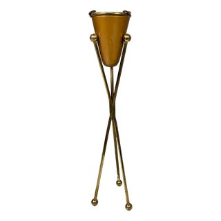 Mid-Century Modern Floor-Standing Ashtray in Brass, Italy, 1950s For Sale