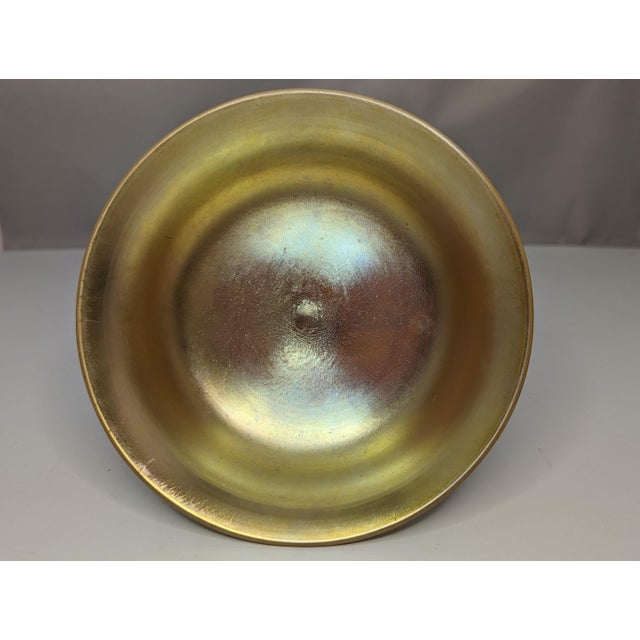 Steuben Aurene & Calcite Art Glass Compote: Gold Interior, c.1920s For Sale - Image 6 of 8