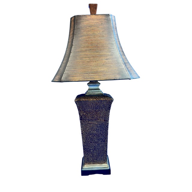 Tuscan Uttermost Tuscan Textured Ceramic Table Lamp With Rectangular Hardback Shade For Sale - Image 3 of 5