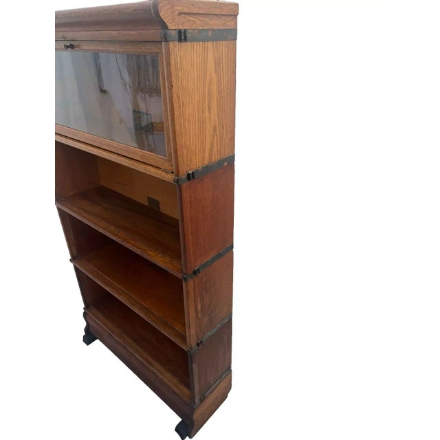 Arts & Crafts Early 20th Century Globe Wernicke Bookcase Lawyer Barrister Storage Case Four Stacking Shelves For Sale - Image 3 of 12