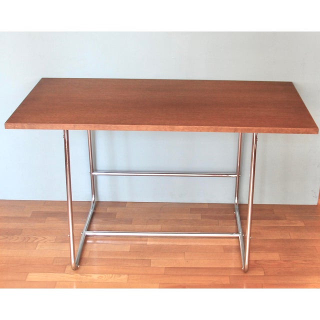 German Bauhaus Desk in Oak with Tubular Steel Base, 1930s For Sale - Image 12 of 12
