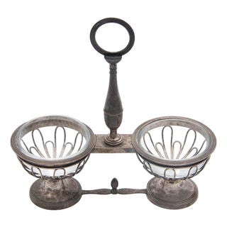 Salt and Pepper Shakers with Silver Structure, Set of 3 For Sale
