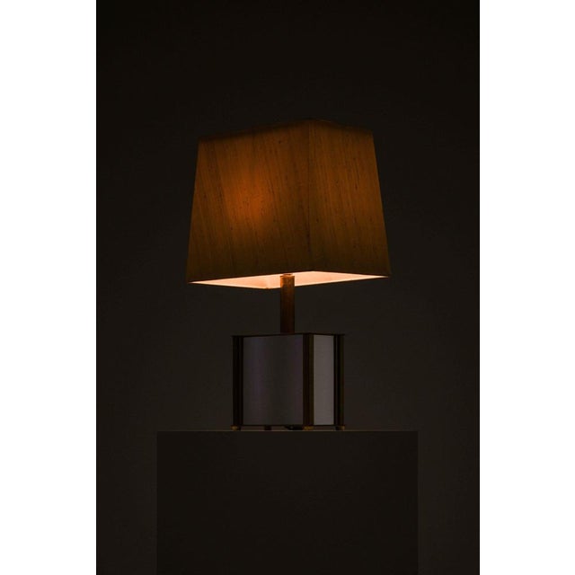 Bergboms Table Lamps in Brass, Mirrored Glass and Silk Shades, 1970s, Set of 2 For Sale - Image 13 of 15