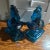 vintage blue glass LE Smith bookends featuring a rearing horse design, standing at 8 inches tall. Made in the United...