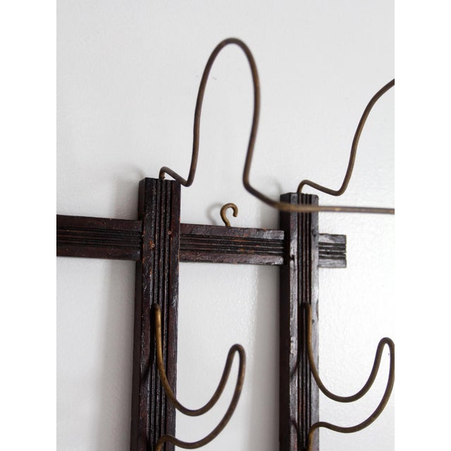 Antique Wood and Wire Wall Hat Rack With Coat Hooks For Sale - Image 13 of 18