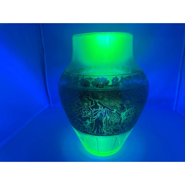 Early 20th Century Moser Uranium Glass Vase: Gilt Frieze, Renaissance Revival, 13" Tall For Sale - Image 9 of 10