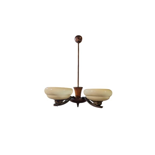 Brown Five Arm Pendant Light by Paaavo Tynell for Oy Taito Ab, 1940s For Sale - Image 8 of 15